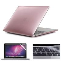 Applefuns 3In1 Hard Shell Case + Keyboard Cover + Screen Protector for MacBook Pro 13" with Touch Bar (2019 2018 2017 2016 Release A2159 A1989 A1706)- Rose Gold