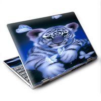 Skin Decal for Lenovo Yoga 710 11.6" Laptop Vinyl Wrap/Cute White Tiger Cub Butterflies
