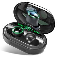 Wireless Headphones, IPX8 Waterproof TWS Bluetooth 5.0 Headphones 150H 3500mAh with Charging Case, LED Digital Display, 3D Stereo Sound in Ear Earbuds Built in Mic with Deep Bass for Sport