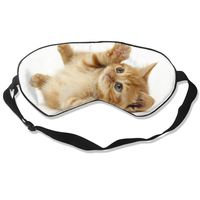 100% Silk Sleep Mask Eye Mask Yellow Cat Soft Eyeshade Blindfold with Adjustable Strap for Sleeping Travel Work Naps Blocks Light