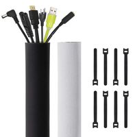 Kootek 118-Inch Cable Management Sleeves with Cable Ties, Neoprene Cable Organizer Cord Cover Wire Hider for TV Computer Office Theater (Black, Large)