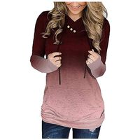 Shusuen Womens Casual Long Sleeve Cozy High Neck Solid Sweatshirt with Pocket Wine