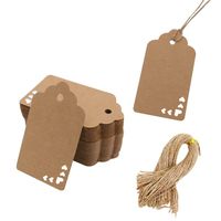 Koogel Kraft Paper Tags,100pcs Heart Kraft Paper Gift Tags Craft Hang Tags with Free 100 Root Natural Jute Twine for Gifts Arts and Crafts Wedding Holiday