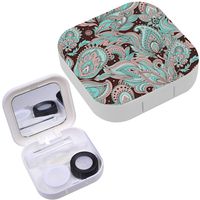 Portable Contact Lens Case Box Travel Kit Mirror + Bottle + Tweezers Container Holder [ Beautiful Vintage Floral ]