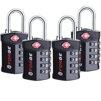 4 Digit TSA Approved Luggage Lock, 4 Pack Black, Inspection Indicator, Alloy Body
