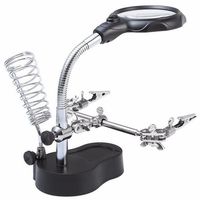 ElectroOptix Desktop Magnifying Glass with LED Light with Soldering Iron Stand Adjustable Clip for Repair Magnifier Jewellery Appraisal Reading