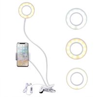 Linselfie Selfie Ring Light with Cell Phone Holder Stand for Live Stream LED Camera Light with Flexible Long Arms for Android Phone iPhone 8 7 6 Plus X 6s