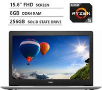 Dell Inspiron 15.6" Full HD LED-Backlit Display Laptop, AMD Ryzen5 2500U Quad-Core Processor Up to 3.60 GHz, 8GB RAM, 256GB Solid State Drive, HDMI, WiFi, Bluetooth, Windows 10 Home, Platinum Silver