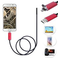 7mm Android USB 2 in1 Endoscope, Ximandi 0.5M Waterproof Borescope Inspection Camera CMOS HD Snake Camera with 6 Adjustable Led Lights (Red)