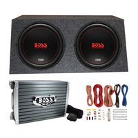 Boss Chaos Exxtreme 12" 1200W 4 Ohm Subwoofer (Pair) w/Box, Amplifier & Wiring