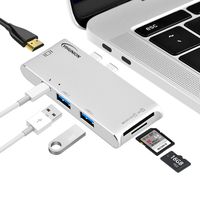 USB Type C Hub to HDMI Adapter, YIHUNION Multi Port USB-C Hub for MacBook Pro 13 15 Inch 2016/2017, 4K HDMI Output, Type C Power Delivery, Micro SD/TF Card Reader, 2 USB 3.0 Ports
