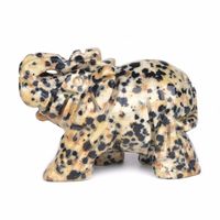 Carved Natural Dalmatian Jasper Gemstone Elephant Healing Guardian Statue Figurine Crafts 2 inch