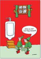 1866 'Big Raise Urinal' - Funny Merry Christmas Greeting Card with 5" x 7" Envelope by NobleWorks