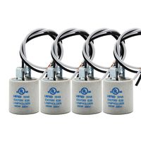 E26 Socket,Ceramic Standard Medimun Screw Socket E26 E27 Bulb Lamp Holder,E26 Light Socket with Wire Lead for Halogen Incandescent LED Light Bulb (4-Pack)