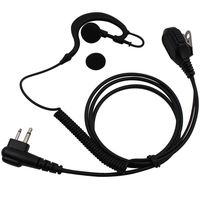Tenq G Shape Police Earpiece Headset with PTT Mic for 2-pin Motorola Radio CLS1410 CLS1413 P180 P185 MV21C MV21CV MV22