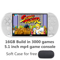JXD New 5.1 inch 16GB 128Bit Retro Handheld Video Game Console Built-in 3000 Games for Arcade NEOGEO/CPS/FC/NES/SFC/SNES/GB/GBC/GBA/SMC/SMD/SEGA Handheld Game Console mp3/4 (White)