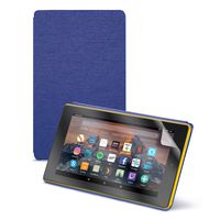 Fire HD 8 Tablet (8" HD Display, 16 GB) - Yellow + Amazon Fire HD 8 Tablet Case, Cobalt Purple + NuPro Clear Screen Protector (2-Pack)