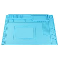 Heat Insulation Silicone Repair Mat, Large Silicone Repair Mat for Soldering Iron, Phone and Computer Repair, Heat Gun, Electronics Repair Disassembly (17.79''×11.69'') - Blue