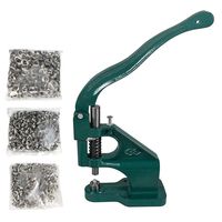 QWORK Hand Press Heavy Duty Eyelet Grommet Machine Punch Tool Kit with 3 Dies and 1500 Pcs Silver Grommets