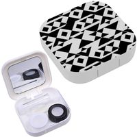Portable Contact Lens Case Box Travel Kit Mirror + Bottle + Tweezers Container Holder [ Aztec Essence Tribal ]