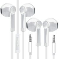 Headphones with Microphone, Boost+ Premium in-Ear Earbud Earphones/Headphones Call Control Slide-Bar with 3.5mm Port for PCs, Tablets, and Cell Phones in The Office, Classroom or Home, White, 2-Pack