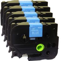 NEOUZA 5PK Compatible for Brother P-Touch Laminated Tze TZ Label Tape Cartridge 24mm x 8m (TZe-555 White on Blue)