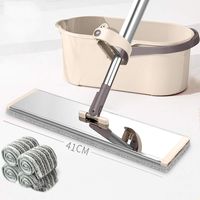 SHPING Mops Flat mop set, stainless steel telescopic rod, aluminum alloy bottom plate, wet and dry, 360 degree free rotation, suitable for living room floor cleaning (Color : Light coffee color)