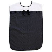Ladies Adult Bib, Black Polka-Dot Pattern with Bowtie, Frenchie Mini Couture