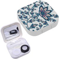 Portable Contact Lens Case Box Travel Kit Mirror + Bottle + Tweezers Container Holder [ Paisley Oriental Ornamental ]