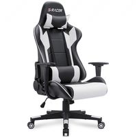 Homall Gaming Chair Office Chair High Back Computer Chair PU Leather Desk Chair PC Racing Executive Ergonomic Adjustable Swivel Task Chair with Headrest and Lumbar Support (White)