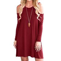 Boomboom 2018 Women Summer Round Neck Casual Dress (L, Red)