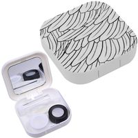 Portable Contact Lens Case Box Travel Kit Mirror + Bottle + Tweezers Container Holder [ Vintagefeathers ]