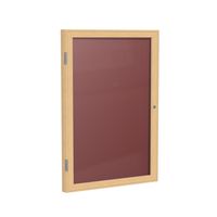 Ghent 2" x 1 1/2" 1 Door Enclosed Flannel Letter Board, Burgundy Letter Panel, Oak Finish (PW121 1/2B-BG)