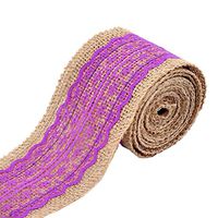 uxcell Lace Edge Wedding Party Ornament Craft Burlap Ribbon Strap Roll 3.3 Yards Purple