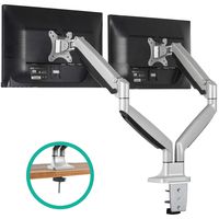 EleTab Dual Monitor Mount Stand Full Motion Swivel Gas Spring LCD Arm Fits for 2 Computer Screens 13 to 32 inches - Each Arm Holds up to 19.8 lbs