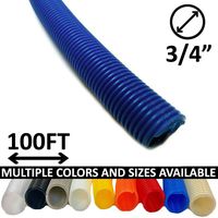 Electriduct 3/4" Split Wire Loom Tubing Polyethylene Flexible Conduit (0.75 Inch ID) - Blue - 100 Feet