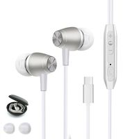 USB Type-c Earphones, Riipoo USB Type-c Headphones Headsets Earbuds with Mic and Volume Control for Type C Smart Phone and Other Devices, 3.6ft Wired in-Ear (White)
