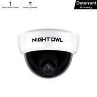 Night Owl Decoy Dome Camera with Flashing LED Deterrent Light and Security Sticker