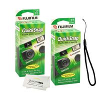 Fujifilm QuickSnap Flash 400 Disposable 35mm Camera + Quality Photo Microfiber Cloth (2 Pack)