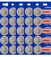 Murata CR2025 Battery 3V Lithium Coin Cell - Replaces Sony CR2025 (25 Batteries)