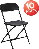 AJP Distributors 10 Pack 650 lb. Capacity Premium Plastic Folding Chairs Wedding Party Outdoor Indoor Office Meeting House Dinner Diner (Black)