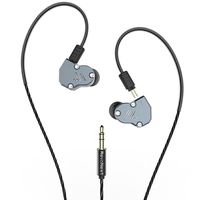 RevoNext QT2 in Ear Monitor Headphones, Triple Driver 2DD+1BA Balanced Armature with Dynamic Metal Shell Noise-Isolating Deep Bass Wired Earbuds with Detachable Cables(Gray no mic)