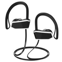 MoKo Bluetooth Headphones, Wireless Earphones Earbuds with Mic & Siri IPX7 Waterproof Sweatproof HD Stereo Sports 8 Hour Battery Noice Cancelling Headset for Gym Running, Workout, Exercise, Black