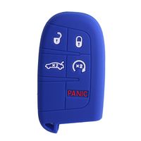 XUHANG Sillicone key fob Skin key Cover Remote Case Protector Shell for Jeep Grand Cherokee Chrysler 300 Dodge Durango Charger Challenger Journey smart remote 5 button blue