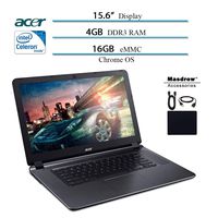 Acer, Chromebook 15 15.6" HD Laptop Notebook, Celeron N3060, 4GB RAM, 16GB eMMC, Intel HD Graphics 400, 720 HD Webcam with HRD, Gray W/ Accessories