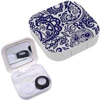 Portable Contact Lens Case Box Travel Kit Mirror + Bottle + Tweezers Container Holder [ Mehendi Elements ]