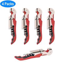 4 Packs Professional Waiter Corkscrew Wine Openers Set,Upgraded With Heavy Duty Stainless Steel Hinges Wine Key for Restaurant Waiters, Sommelier, Bartenders (Red 4 Packs)