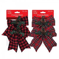 Mini Plaid Christmas Bows by Holiday Essentials - 8 Bows Total, Indoor Outdoor Use
