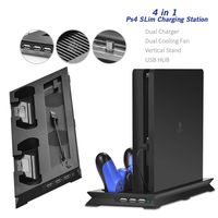 PS4 Slim Vertical Stand with Cooling Fan Gamepad Charger Charging Dock Station for Sony Playstation 4 Slim PS 4 Games