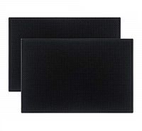 Tebery Black Mat 18" x 12" Rubber Bar Service Spill Mat (2 pack)